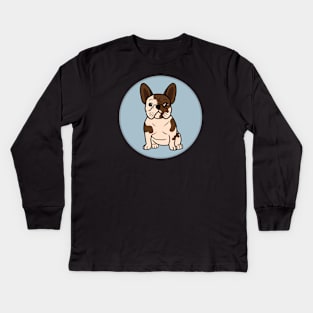 Frenchie Blue Kids Long Sleeve T-Shirt